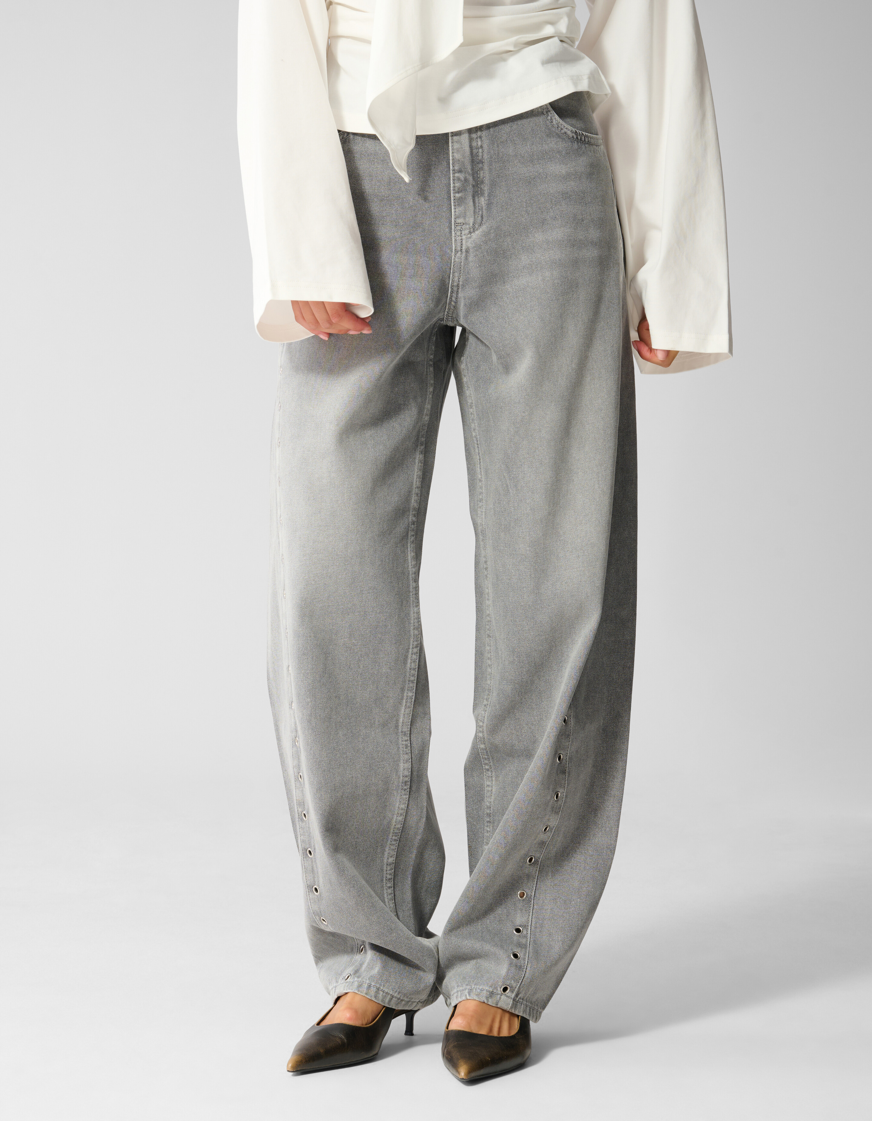 Eyelet Barrel Fit Jeans Grijs SHOEBY WOMEN