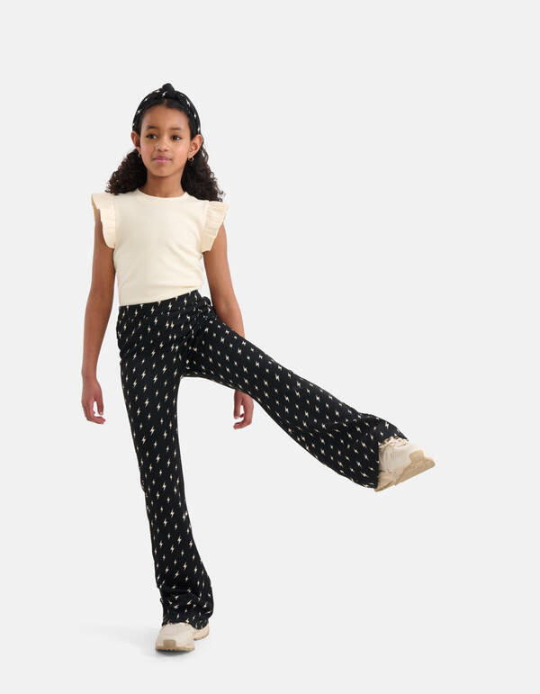 Ruffle Rib Top Gebroken Wit SHOEBY GIRLS