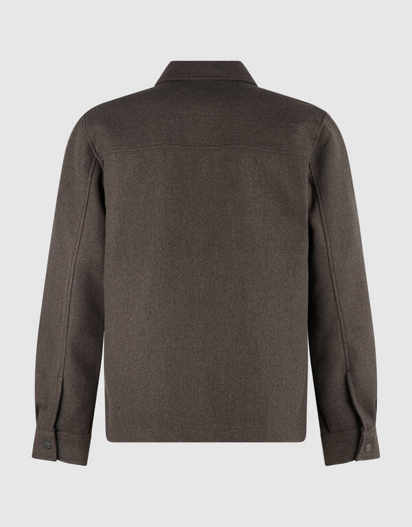 Melange Zip Overshirt Donkerbruin SHOEBY MEN
