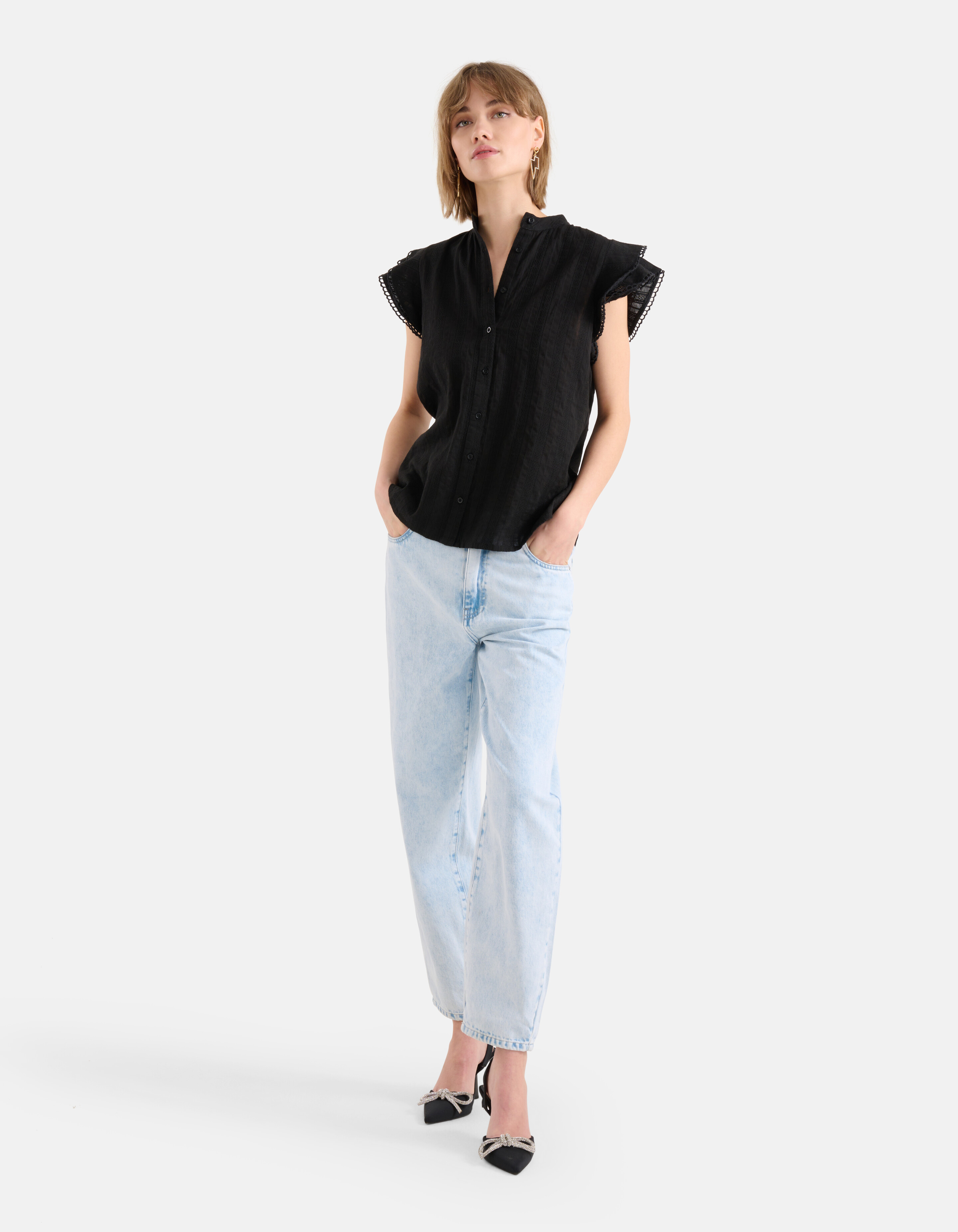 Geborduurde Top Zwart SHOEBY WOMEN