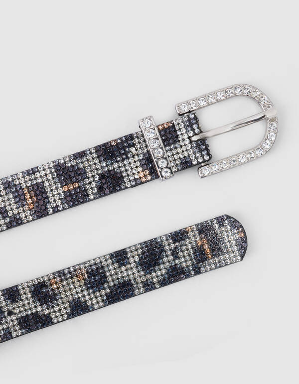 Strass Leopard Riem Zilver SHOEBY ACCESSOIRES