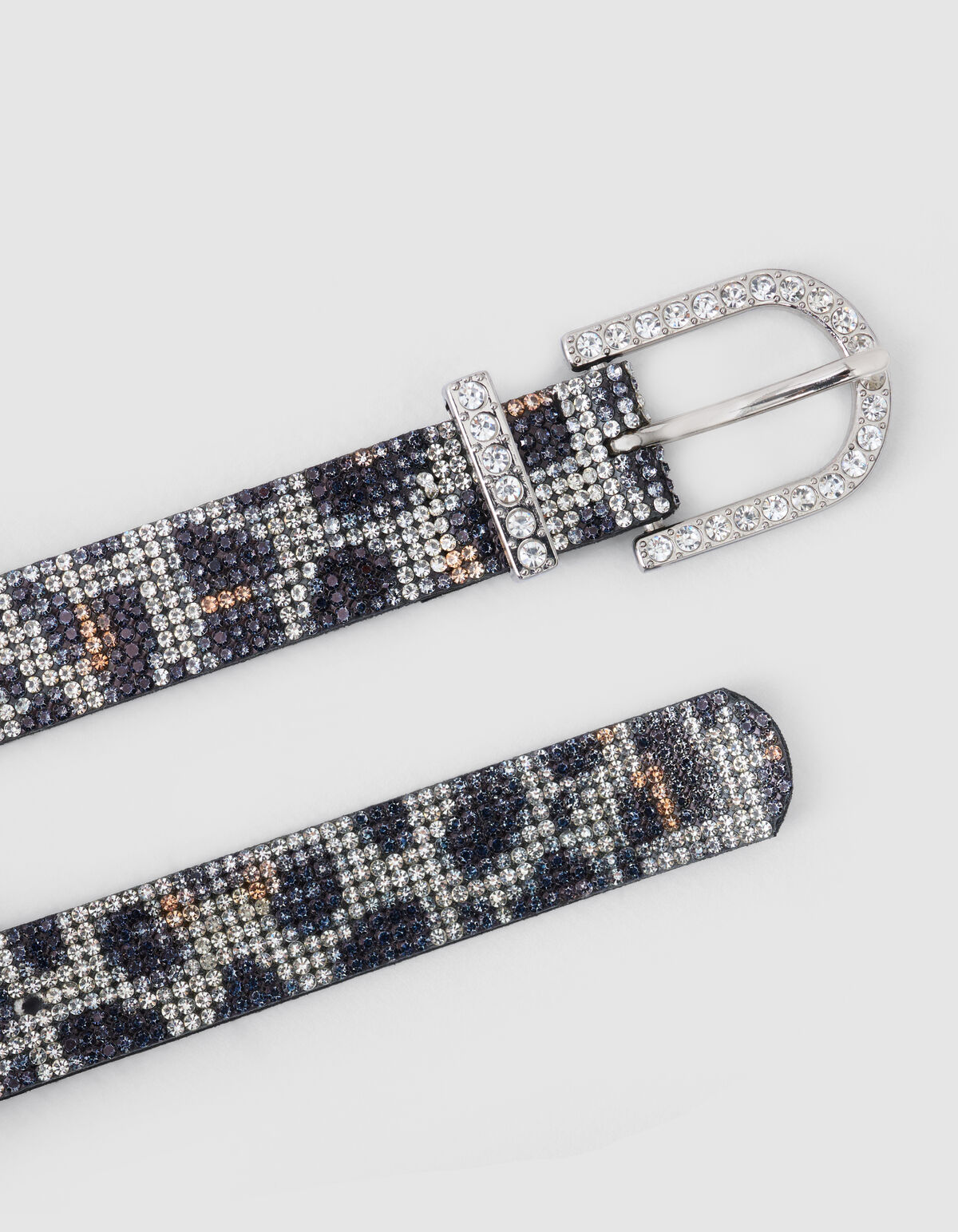 Strass Leopard Riem Zilver SHOEBY ACCESSOIRES