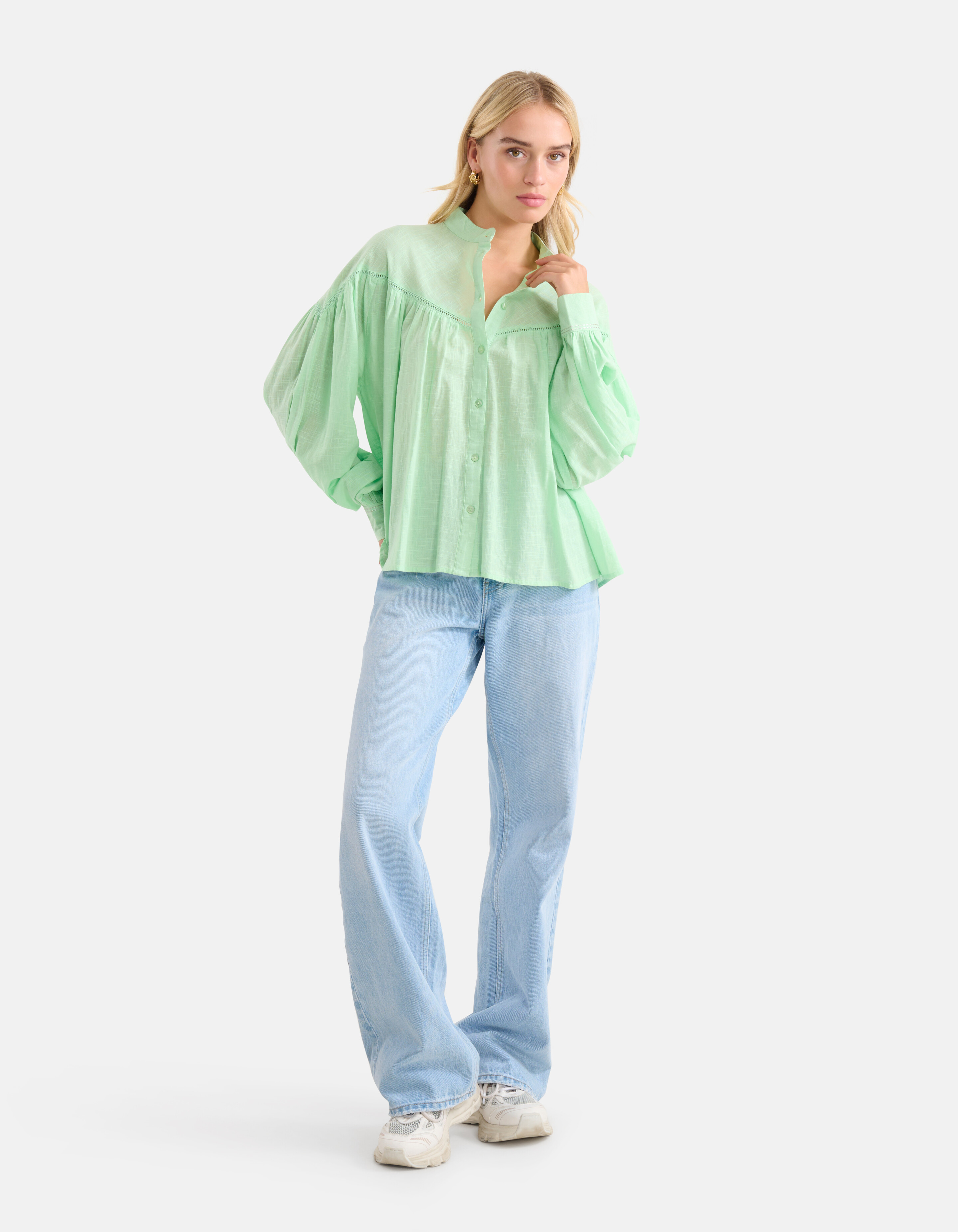 Embroidery Blouse Groen SHOEBY WOMEN