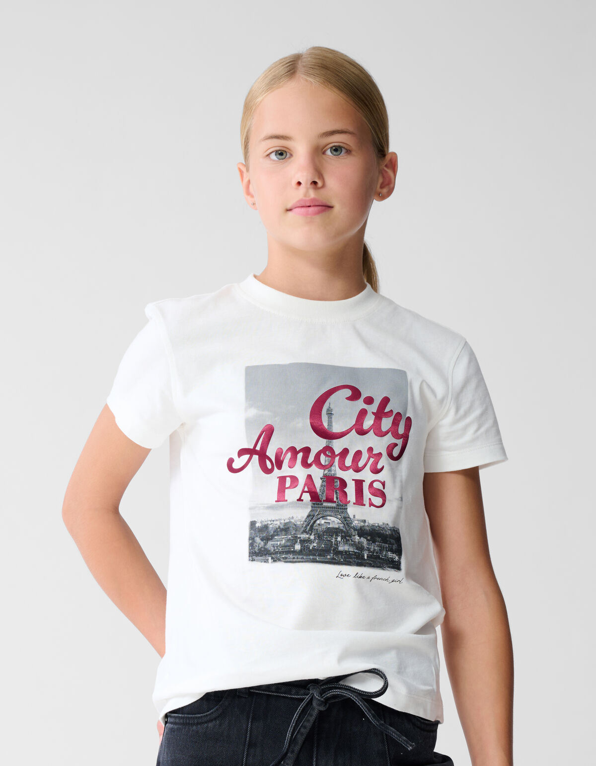 Paris Shiny Artwork T-shirt Gebroken Wit SHOEBY GIRLS