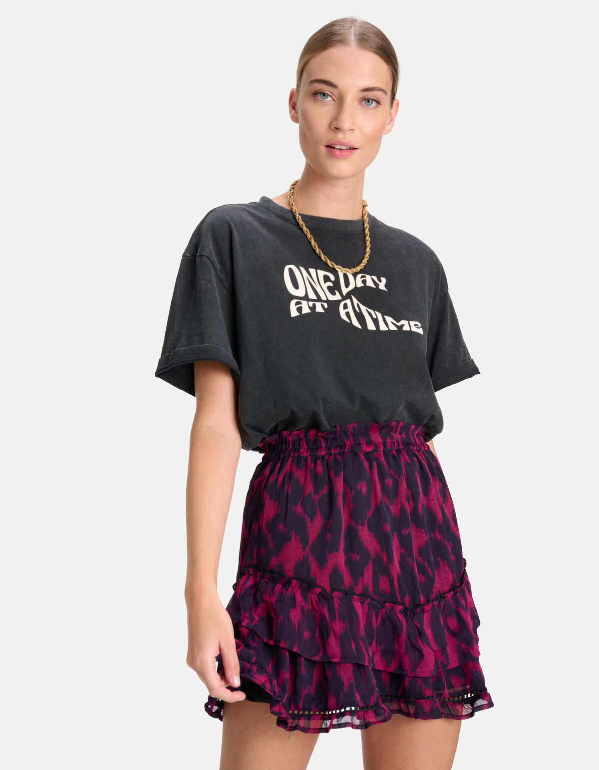 Leopard Ruffle Rok Paars SHOEBY WOMEN