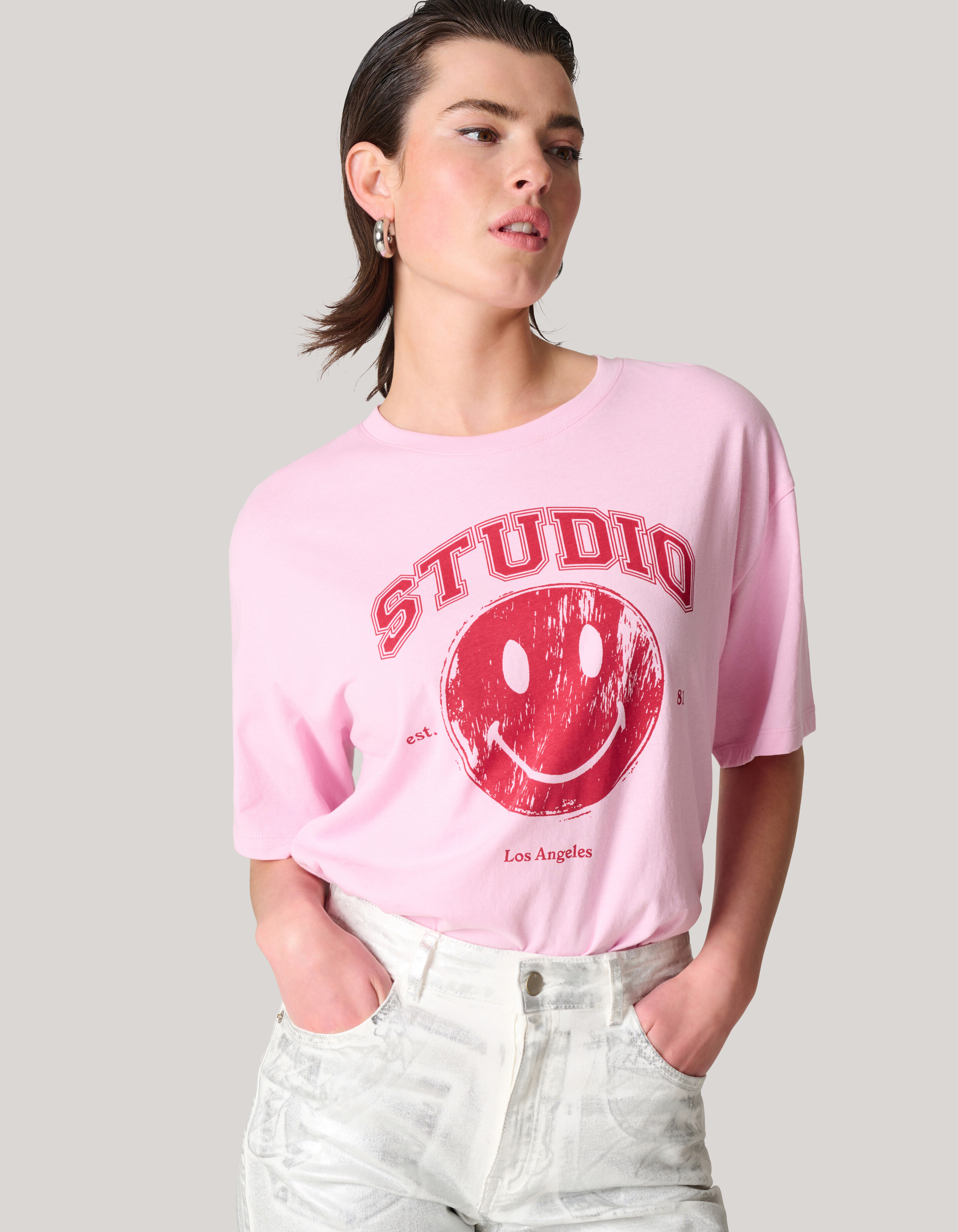 Smiley Artwork T-shirt Roze SHOEBY WOMEN