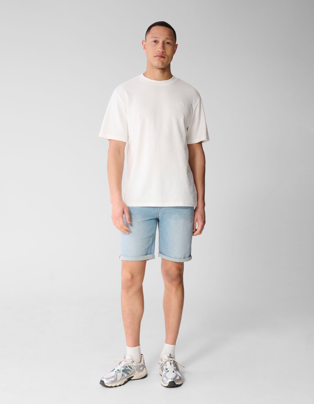 Spark Structuur T-shirt Gebroken Wit SHOEBY MEN