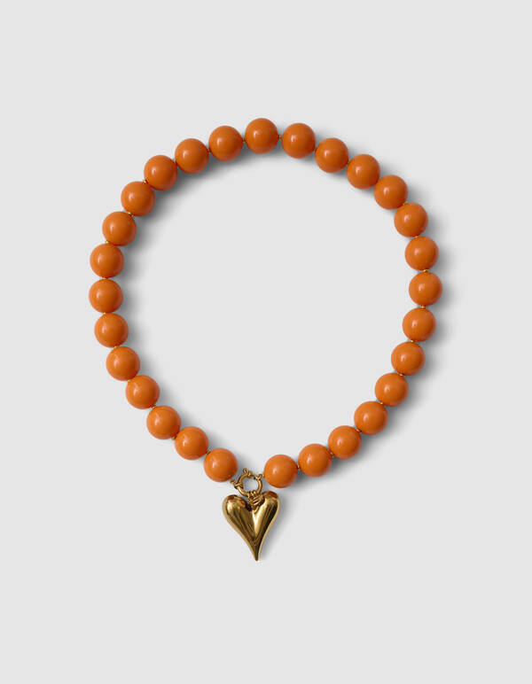 Beaded Heart Ketting Oranje SHOEBY ACCESSOIRES