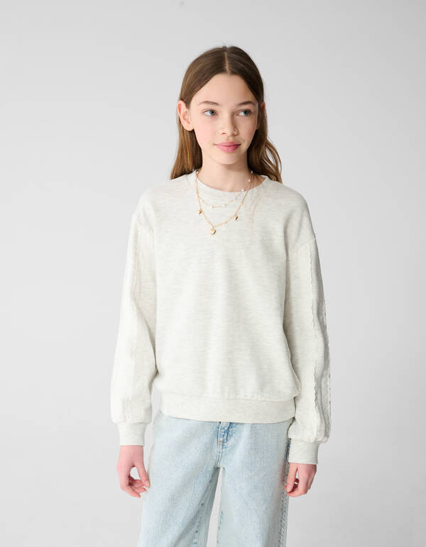Ruffle Sweater Lichtgrijs SHOEBY GIRLS