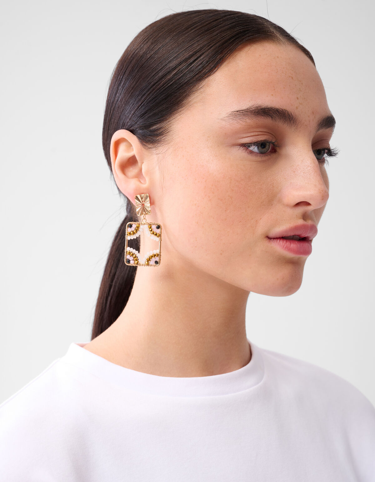 Beaded Square Oorbellen Goud SHOEBY ACCESSOIRES