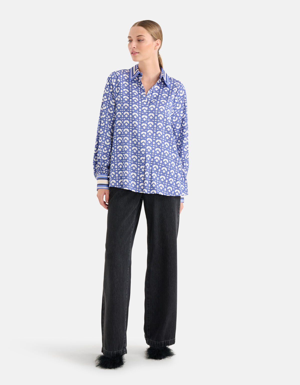 Grafische Retro Blouse Paars SHOEBY WOMEN