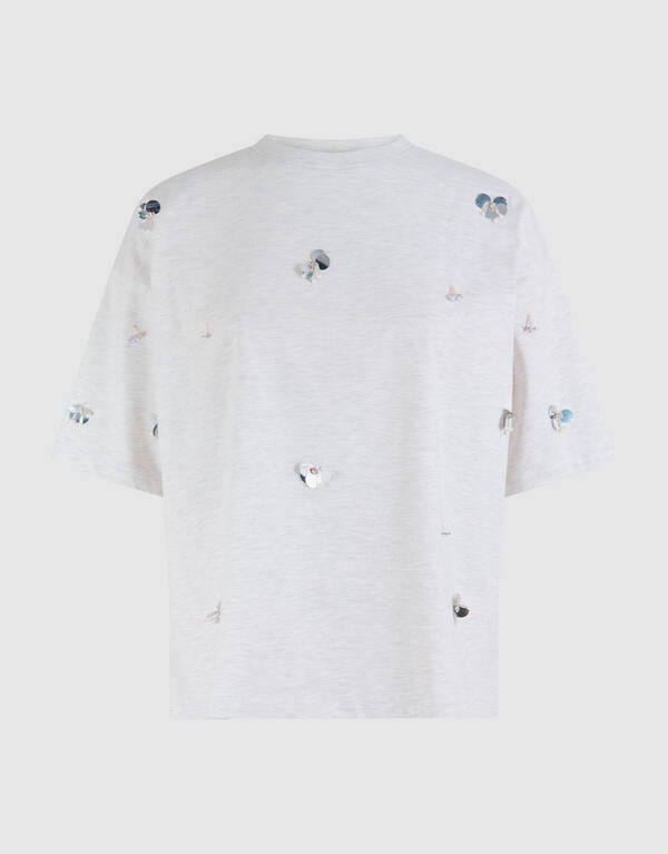 Oversized Embellished T-shirt Grijs SHOEBY WOMEN