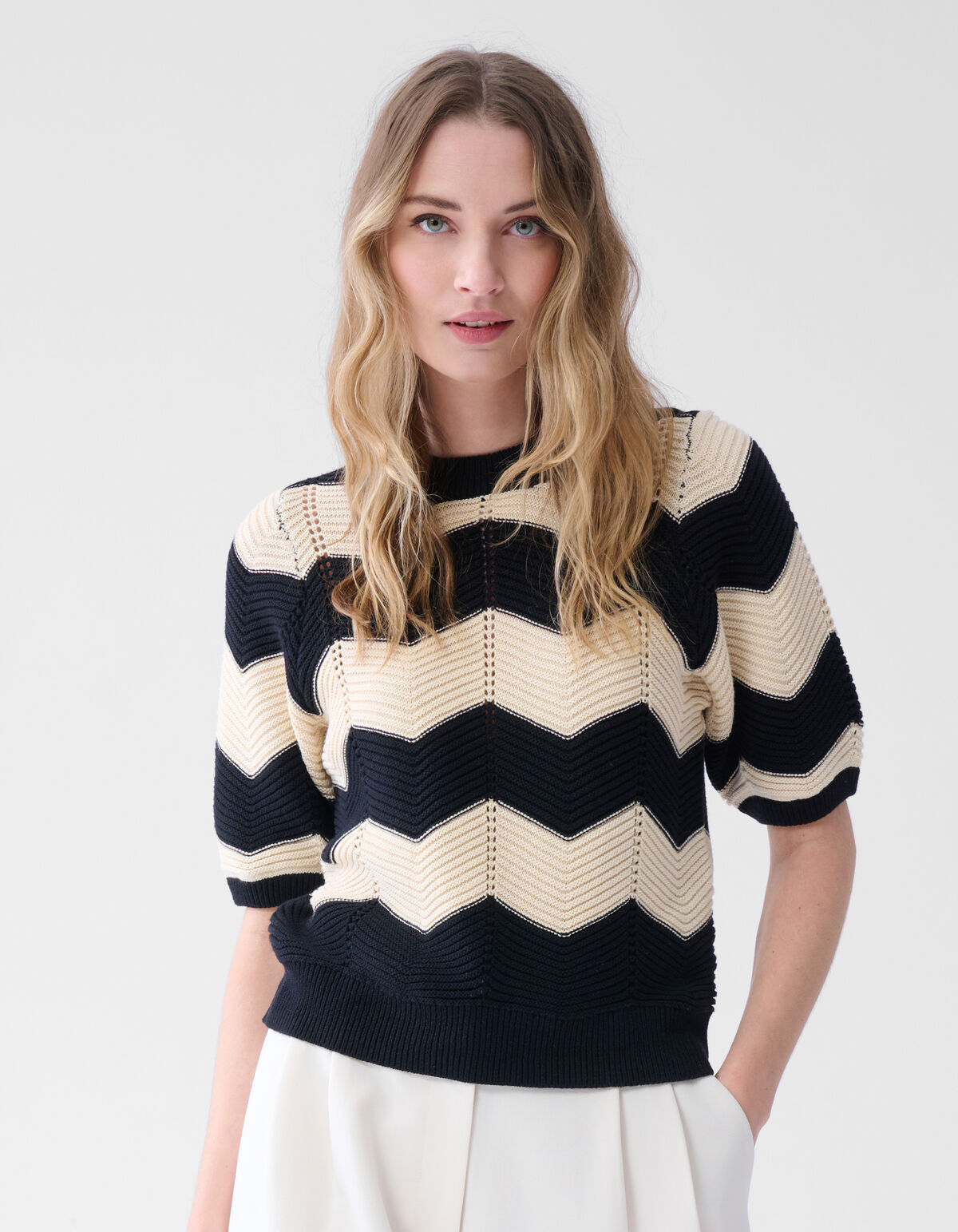 Crochet Top Zwart/Gebroken Wit SHOEBY WOMEN