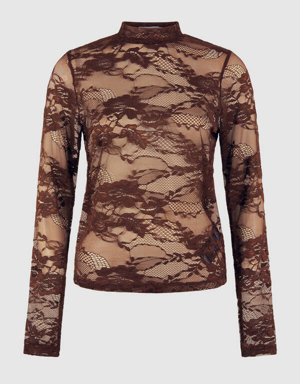 Flower Kanten Top Bruin SHOEBY WOMEN