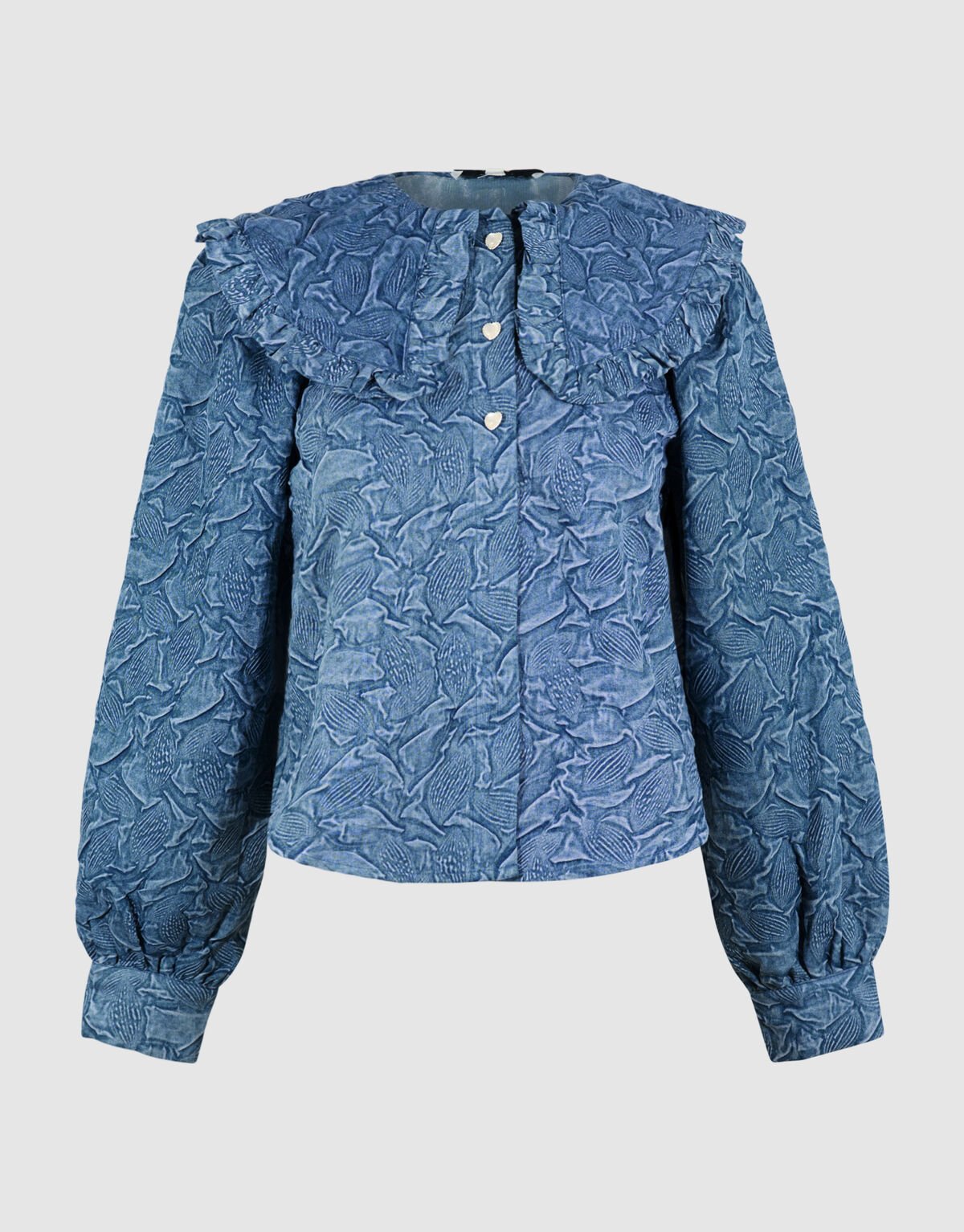 Big Collar Denim Blouse Blauw SHOEBY WOMEN