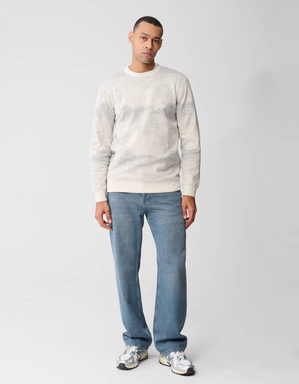 Jacquard Camo Sweater Gebroken Wit SHOEBY MEN