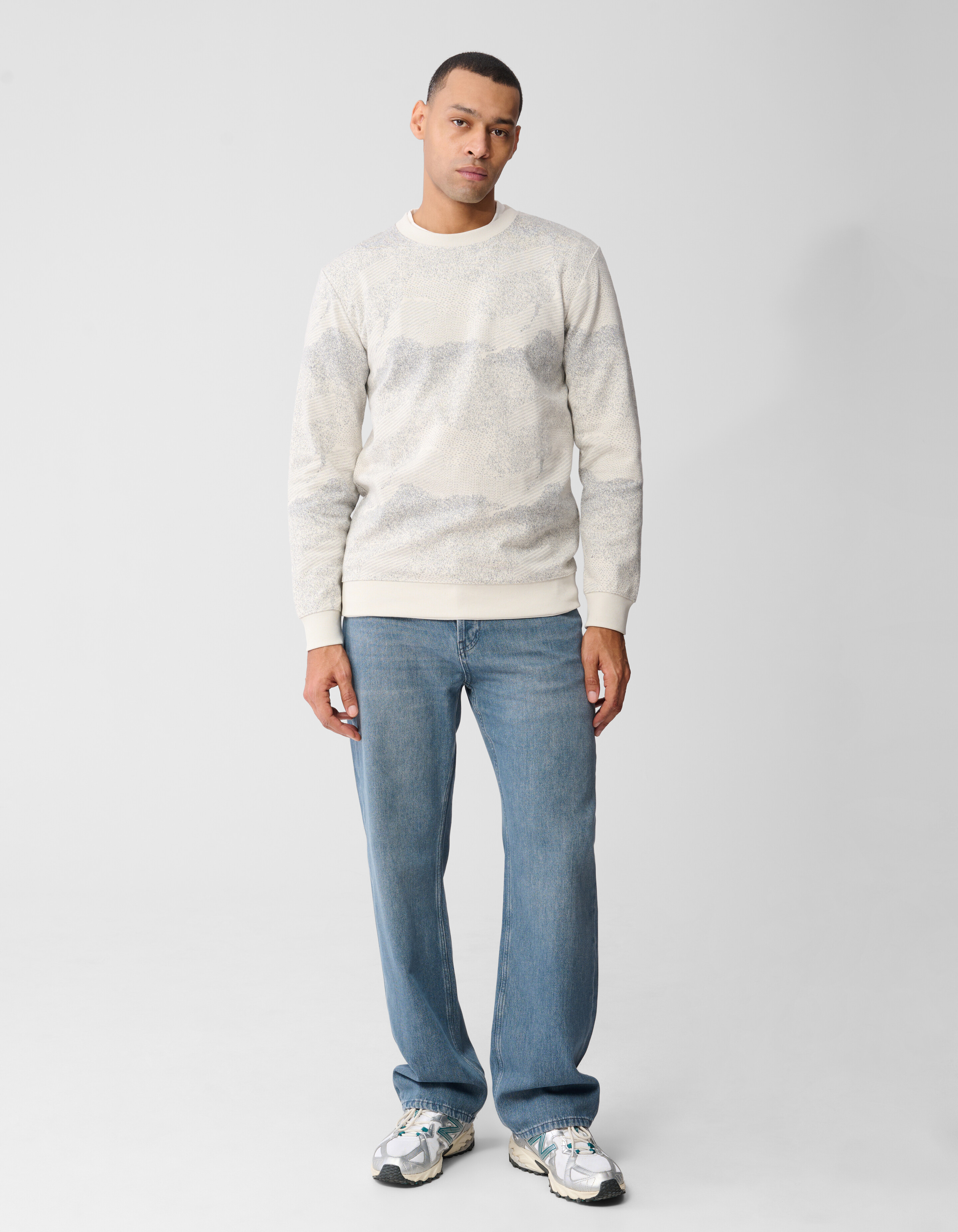 Jacquard Camo Sweater Gebroken Wit SHOEBY MEN