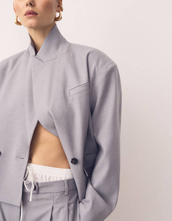 Pinstripe Barrel Fit Pantalon Lichtgrijs SHOEBY WOMEN