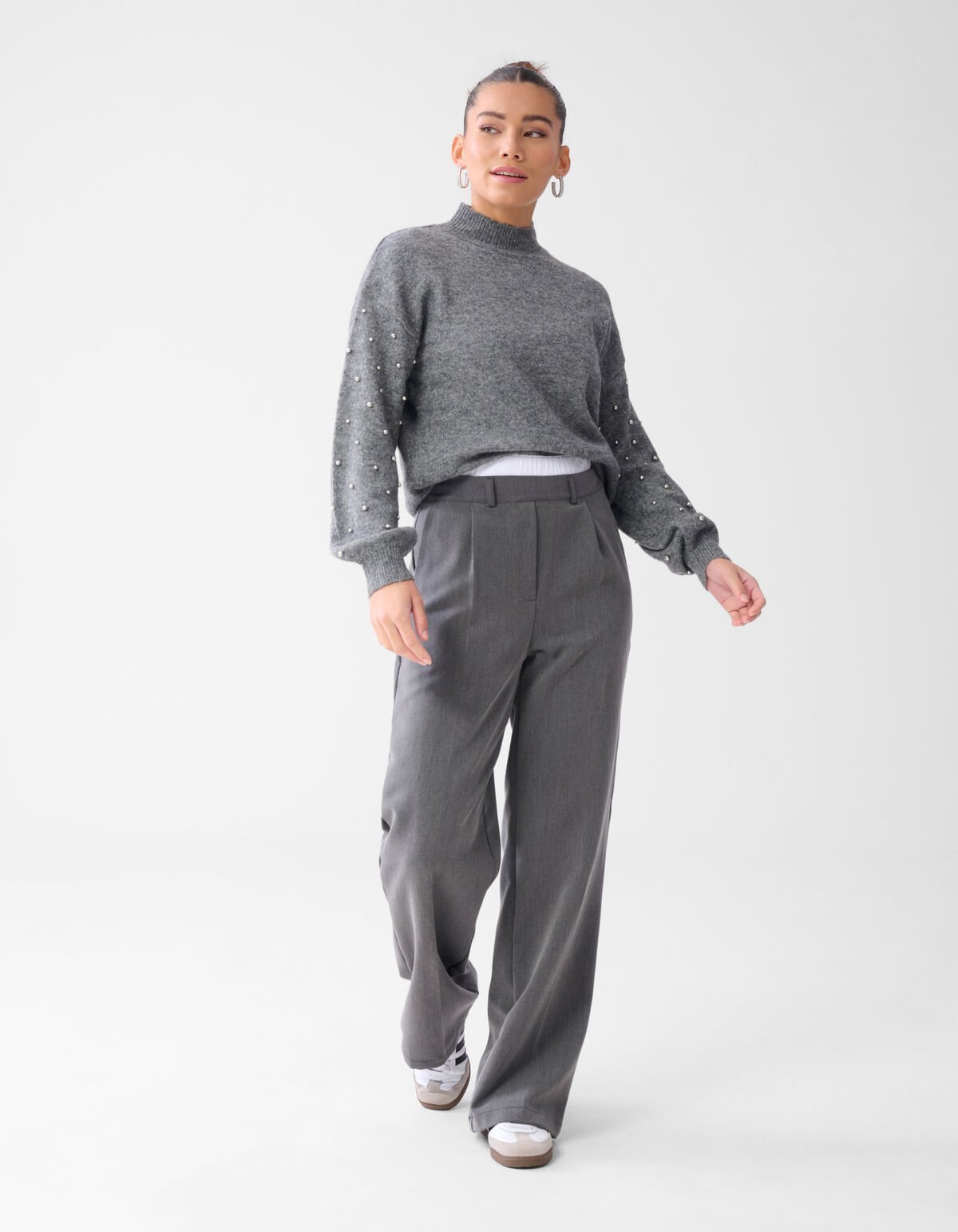 Double Waistband Broek Donkergrjis SHOEBY WOMEN