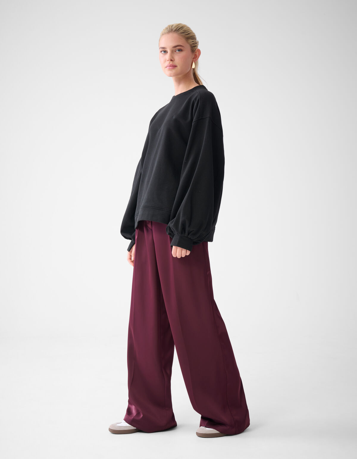 Satijnen Wide Leg Broek Donkerrood By Lonneke SHOEBY WOMEN