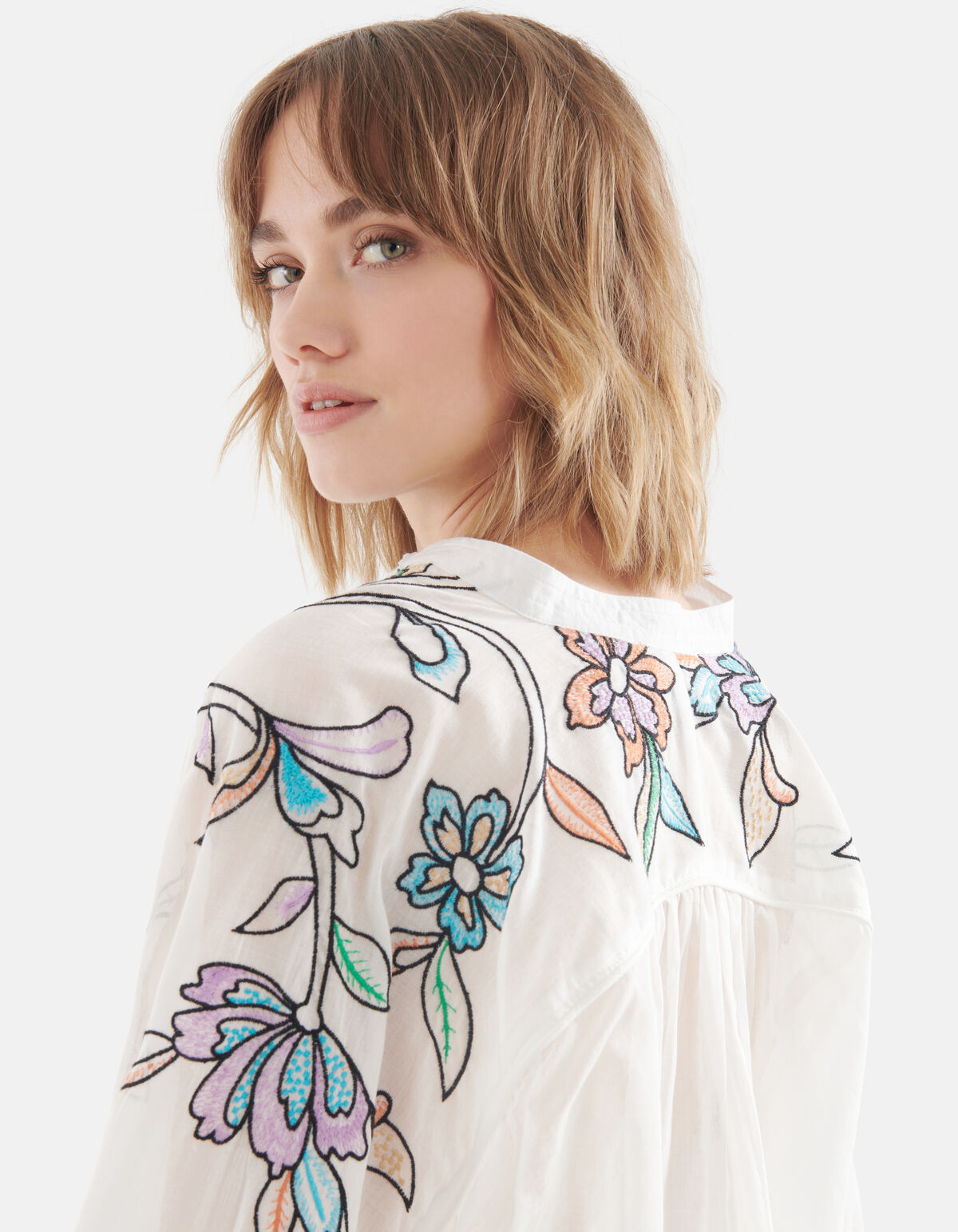 Geborduurde Blouse Gebroken Wit SHOEBY WOMEN