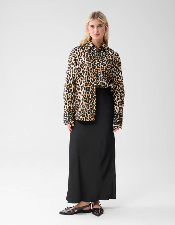 Satijnen Maxi Rok Zwart SHOEBY WOMEN