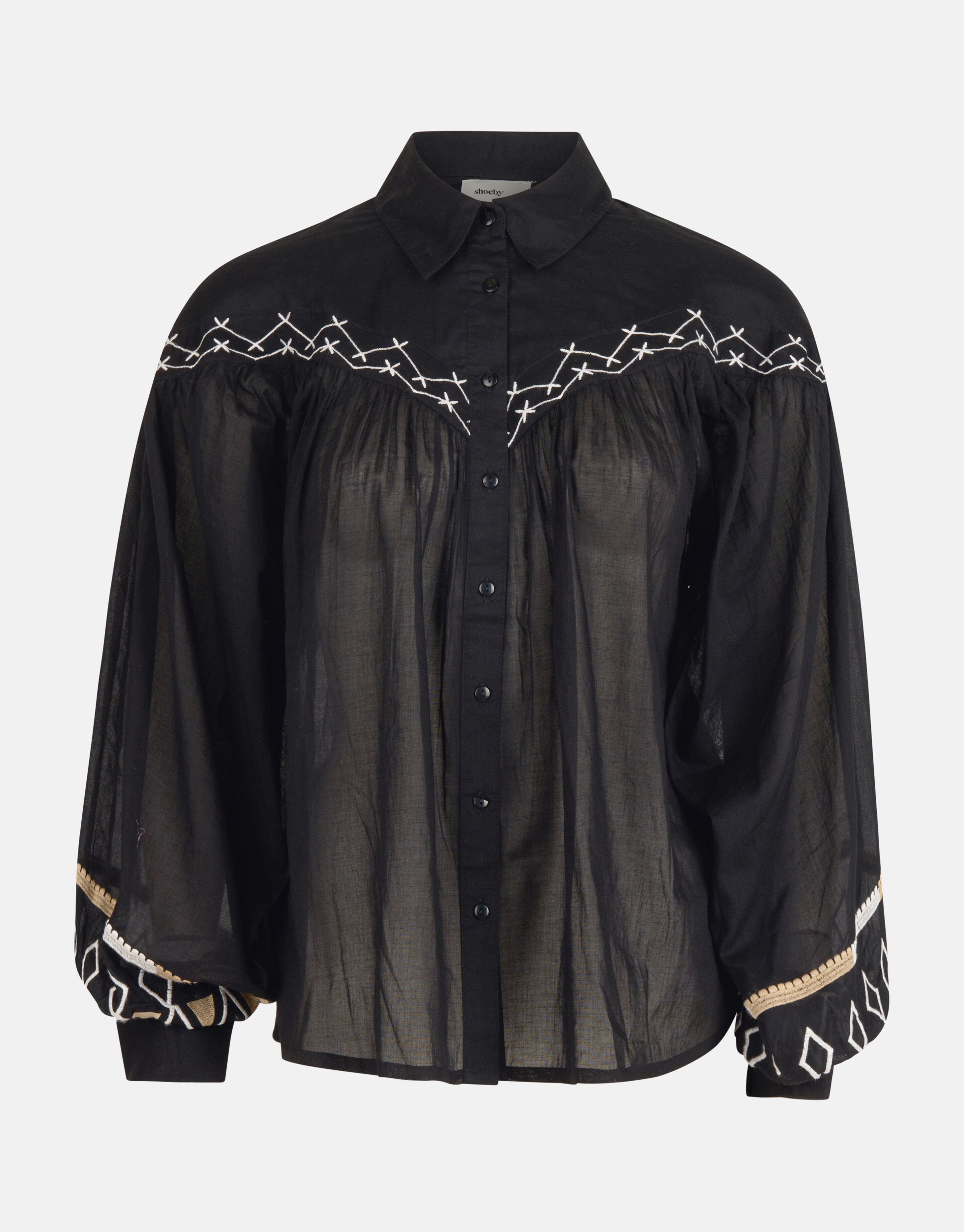 Embroidery Blouse Zwart SHOEBY WOMEN