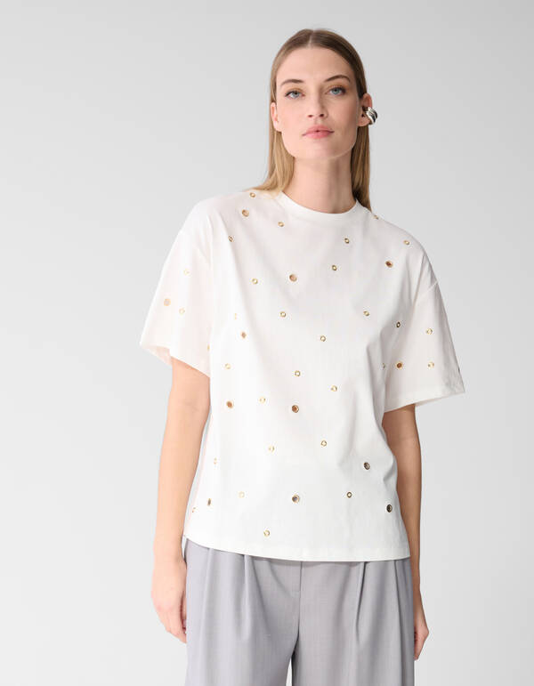 Oversized Eyelet T-shirt Wit SHOEBY WOMEN