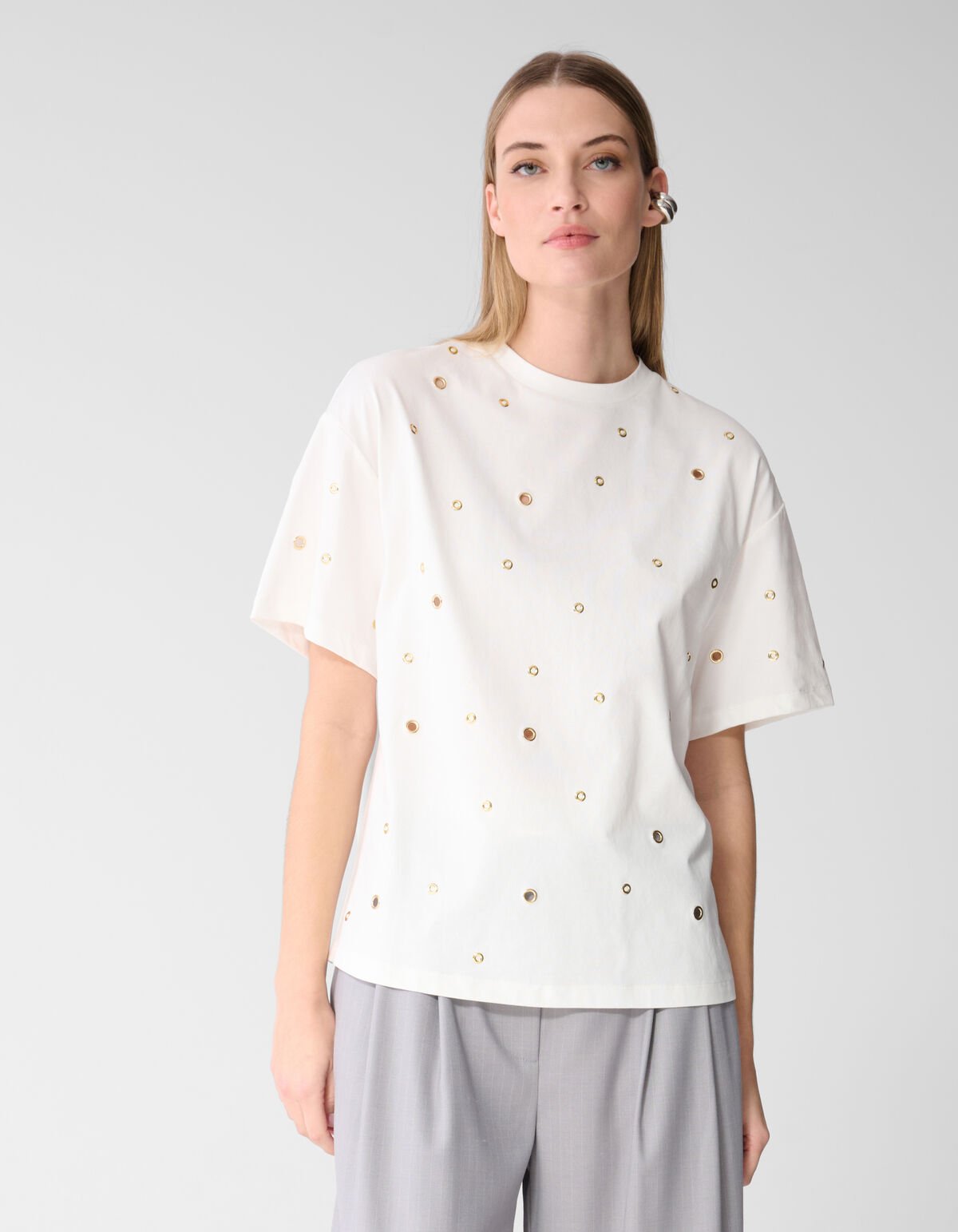 Oversized Eyelet T-shirt Wit SHOEBY WOMEN