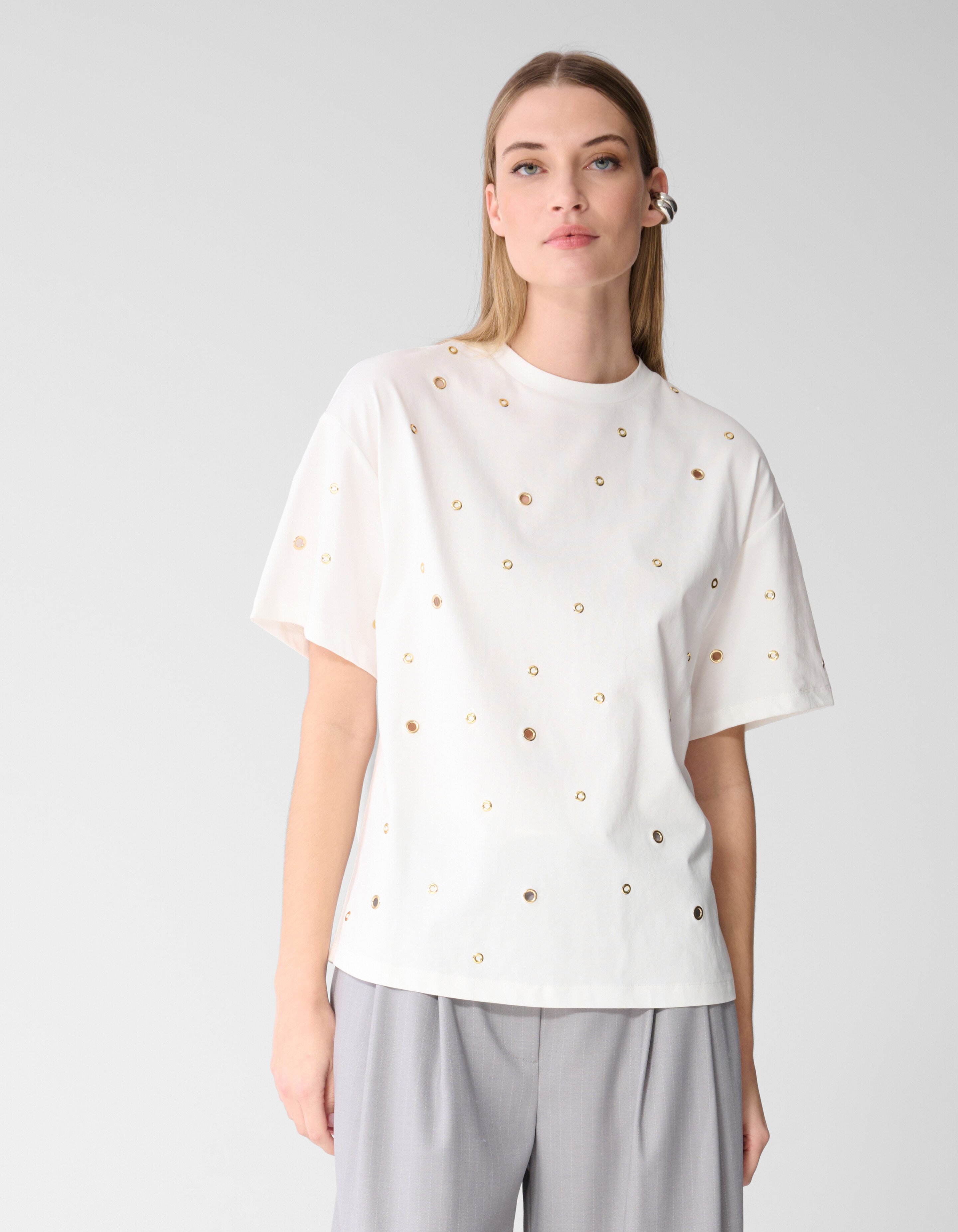 Oversized Eyelet T-shirt Wit SHOEBY WOMEN
