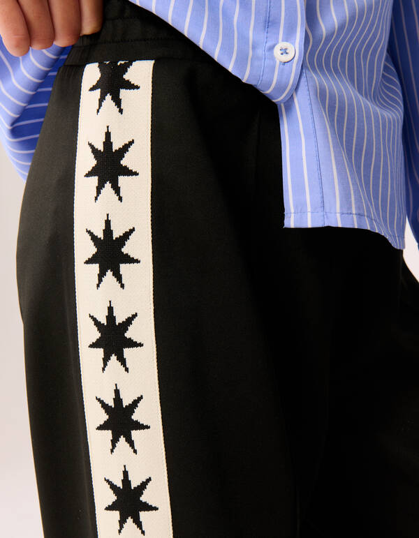 Sporty Ster Wide Leg Broek Zwart SHOEBY GIRLS