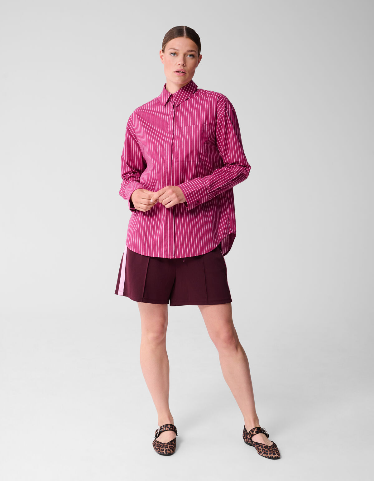 Pinstripe Blouse Donkerroze SHOEBY WOMEN