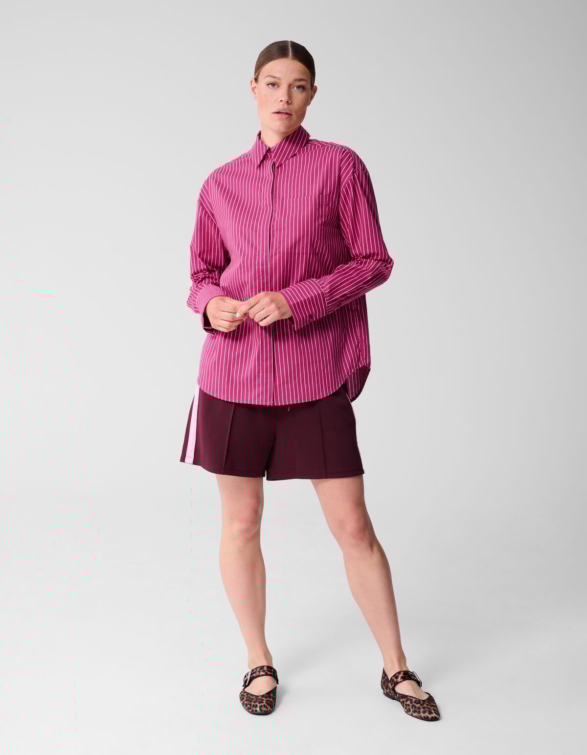 Pinstripe Blouse Donkerroze SHOEBY WOMEN