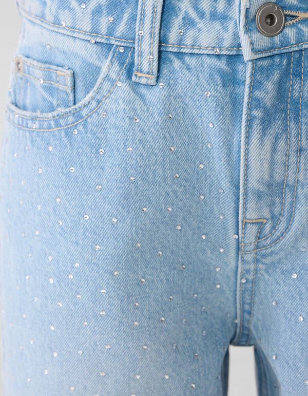 Strass Wide Leg Fit Jeans Blauw SHOEBY GIRLS