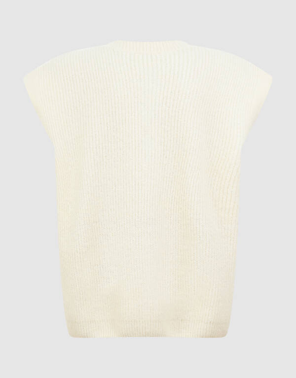 Gebreid Sleeveless Vest Gebroken Wit SHOEBY GIRLS