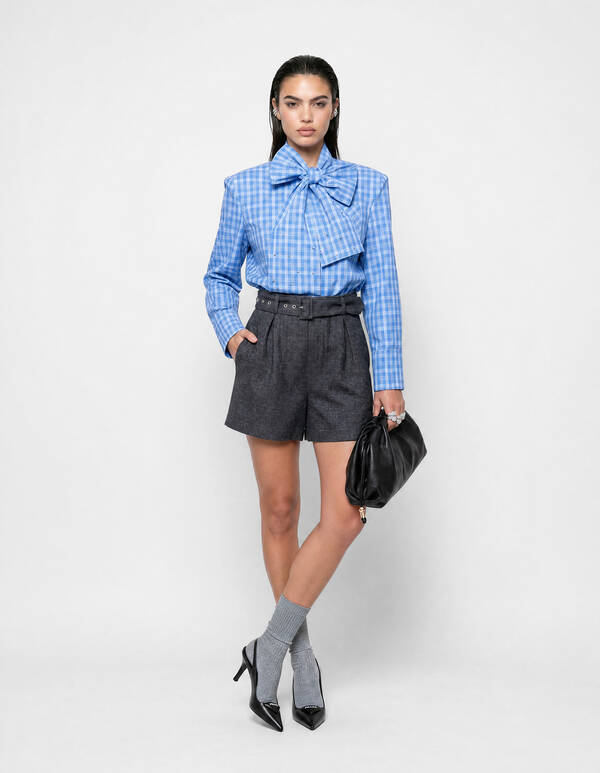 Oversized Ruiten Bow Blouse Blauw SHOEBY WOMEN
