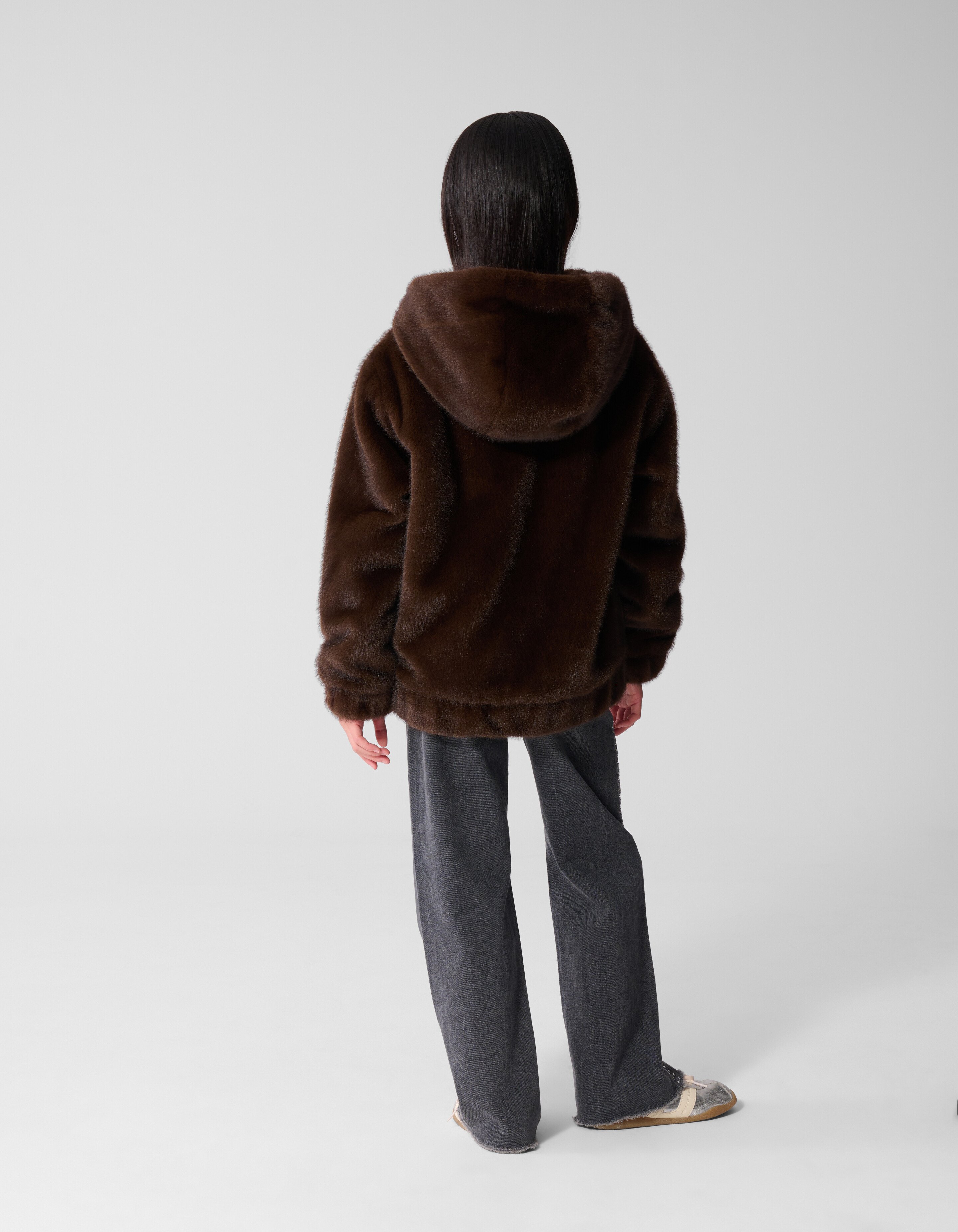 Fake Fur Jas Donkerbruin SHOEBY GIRLS