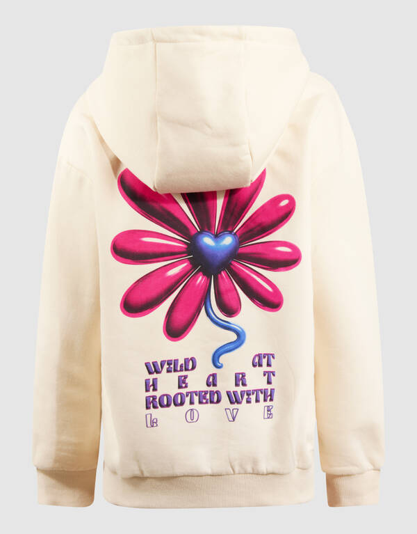 Flower Artwork Hoodie Gebroken Wit SHOEBY GIRLS