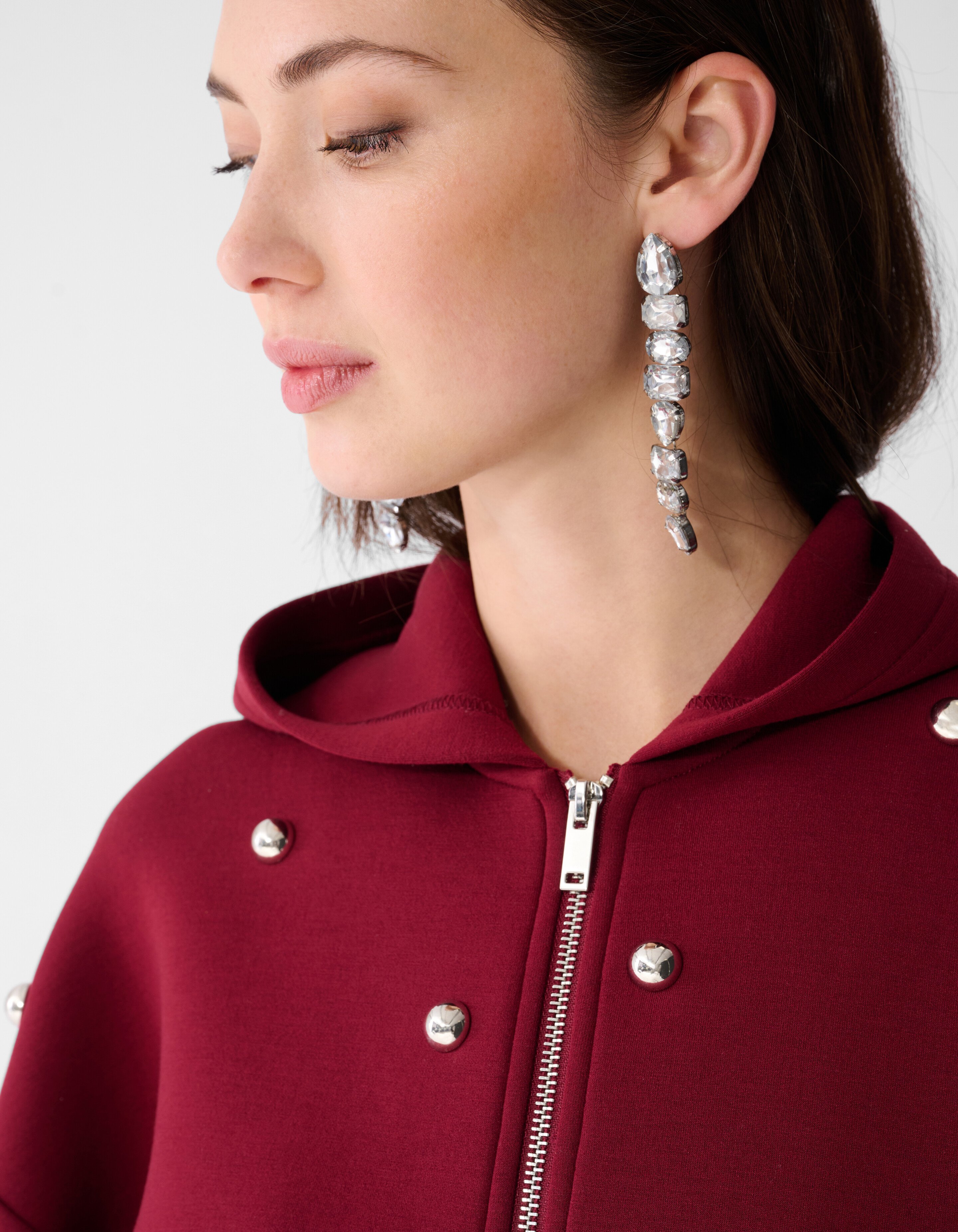 Oversized Studs Hoodie Vest Donkerrood SHOEBY WOMEN