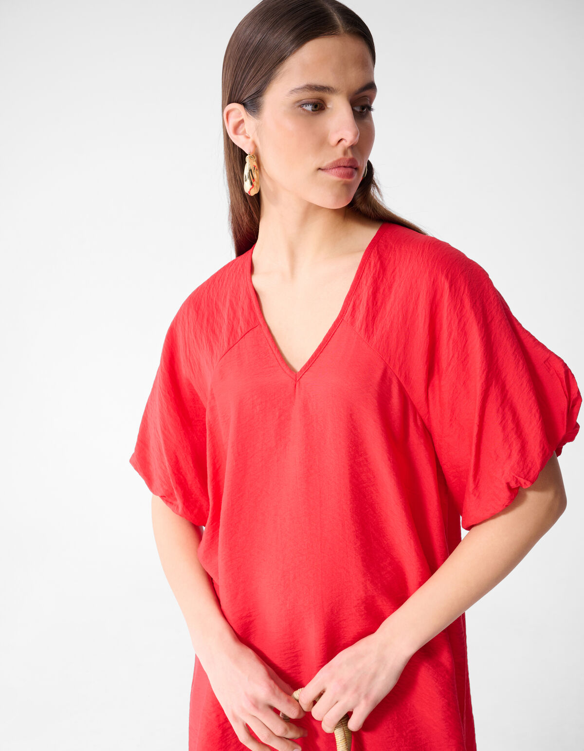 V-hals Mini Jurk Rood SHOEBY WOMEN