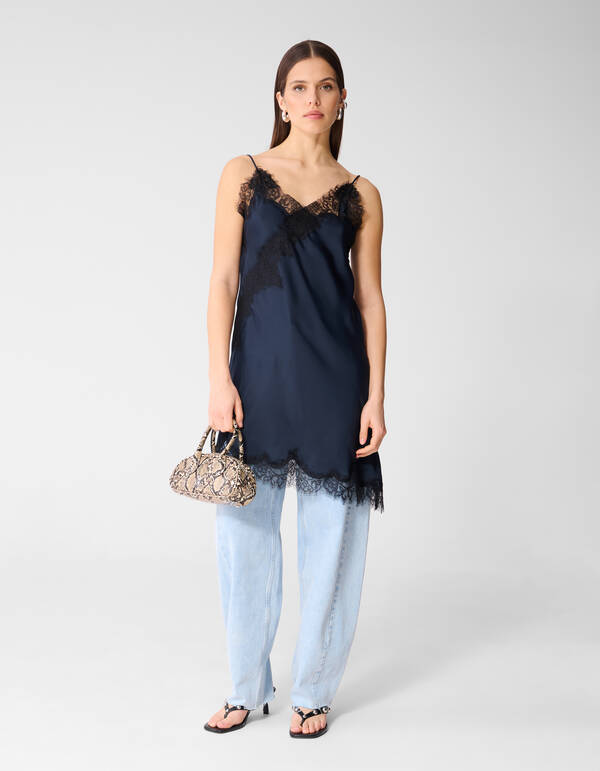 Asymmetrische Kanten Mini Jurk Donkerblauw SHOEBY WOMEN