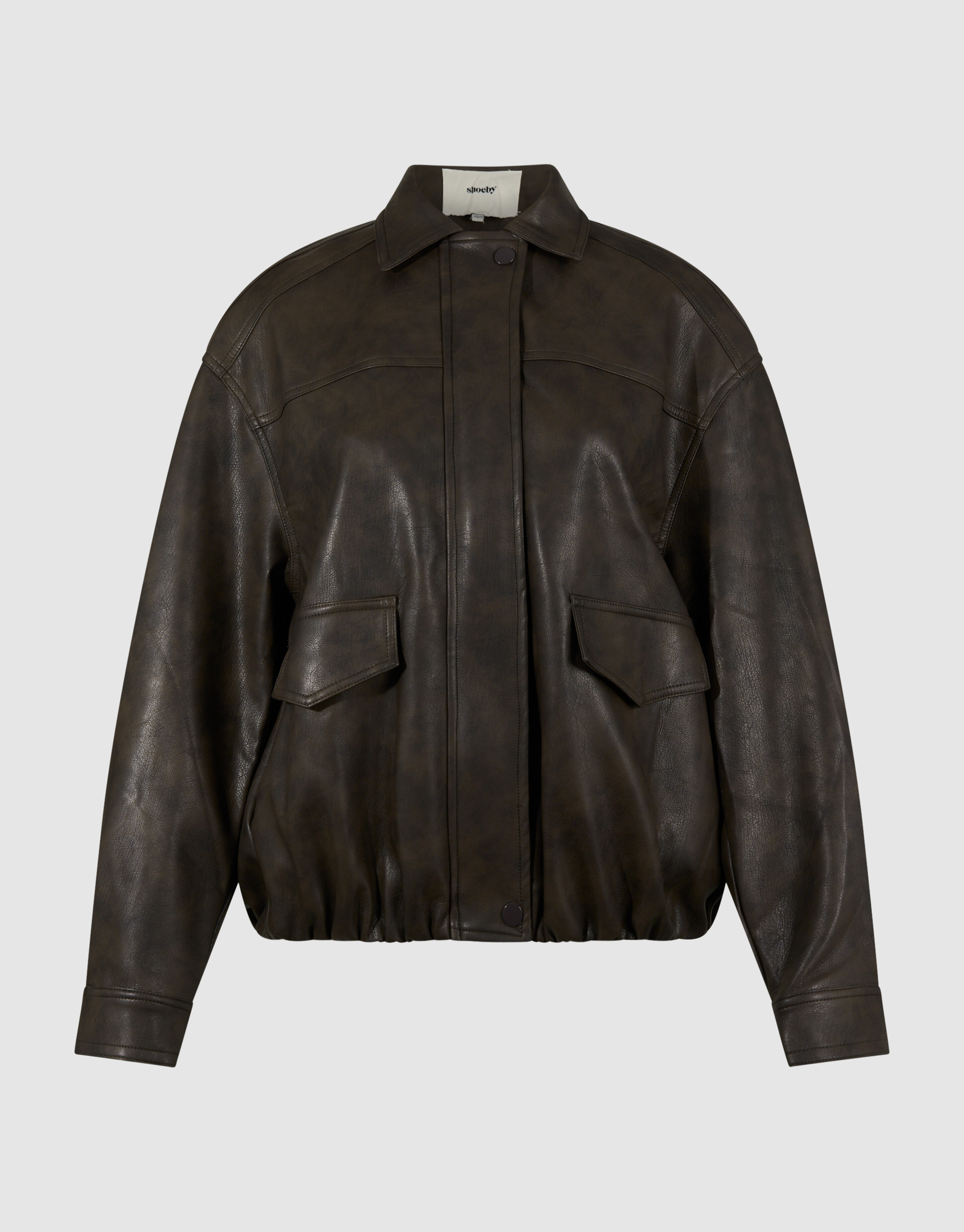 Washed Vegan Leren Bomber Jack Bruin SHOEBY WOMEN