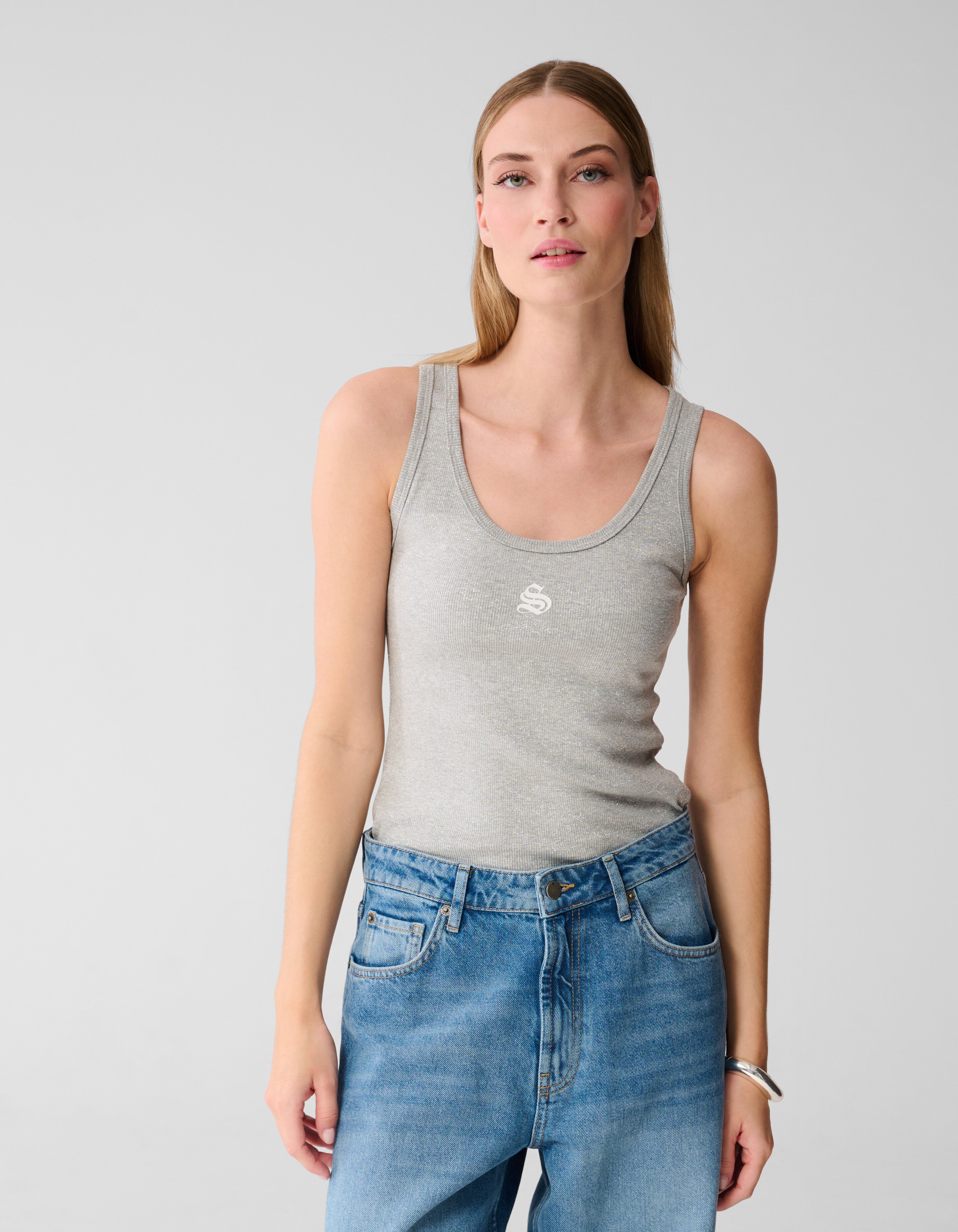 Lurex Shoeby Logo Tanktop Zilver SHOEBY WOMEN