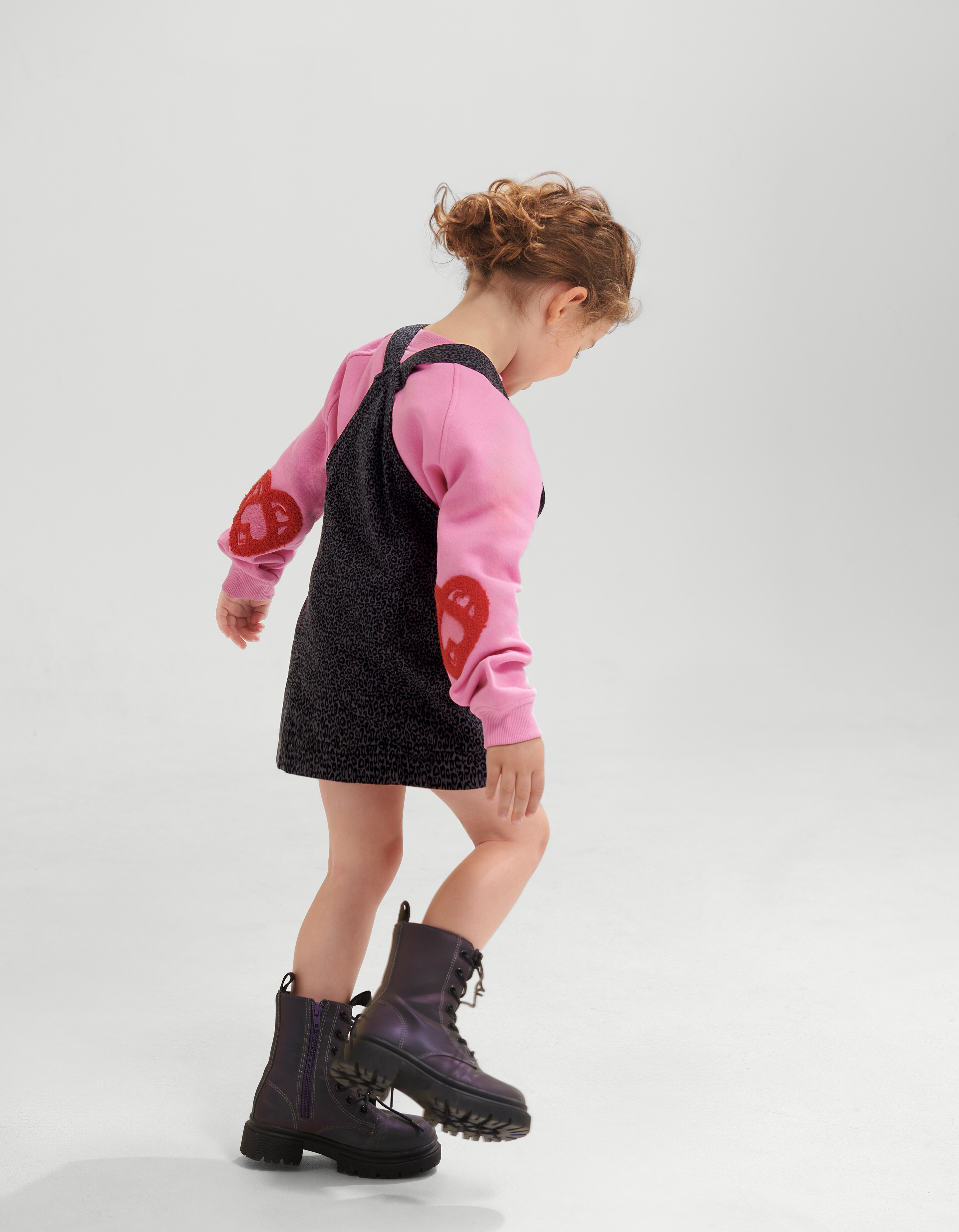 Leopard Print Jurk Donkergrijs SHOEBY GIRLS
