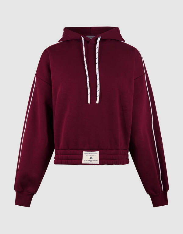 Cropped Sweat Hoodie Donkerrood SHOEBY WOMEN