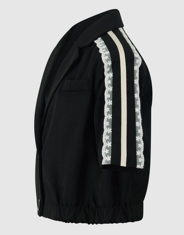 Cropped Kanten Blazer Zwart SHOEBY GIRLS