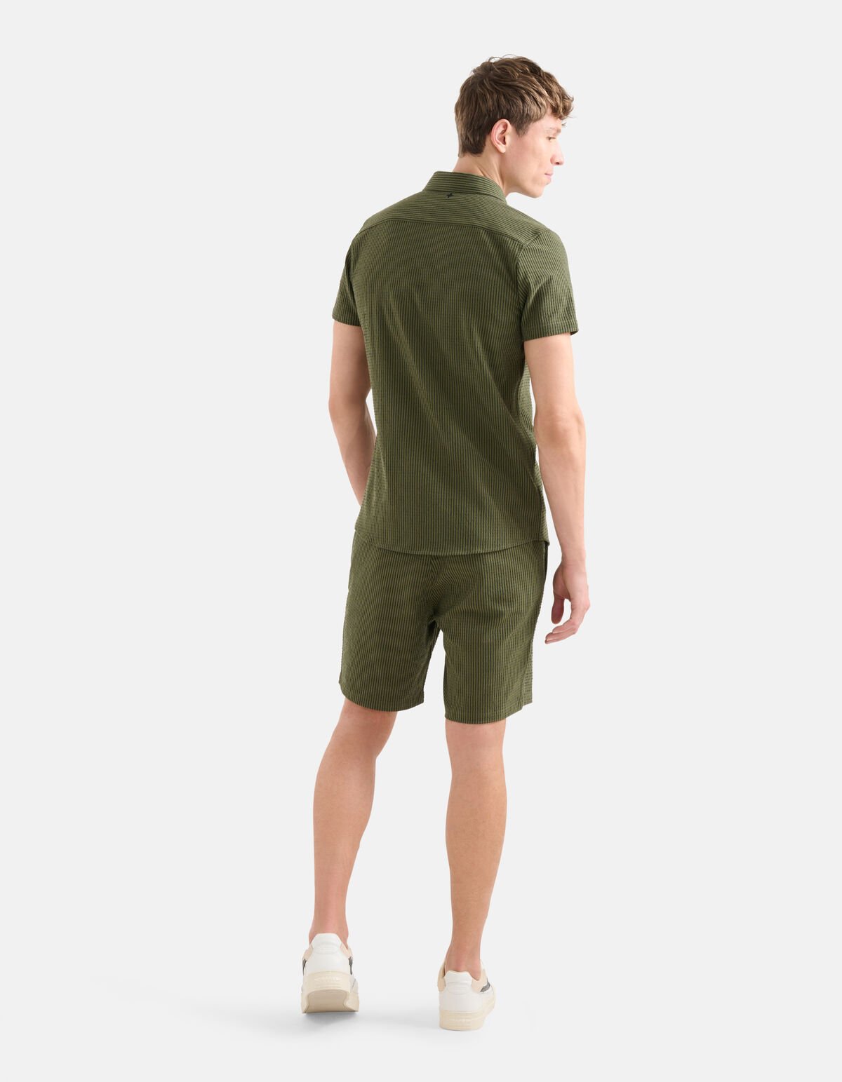 Gestreepte Seersucker Short Groen SHOEBY MEN