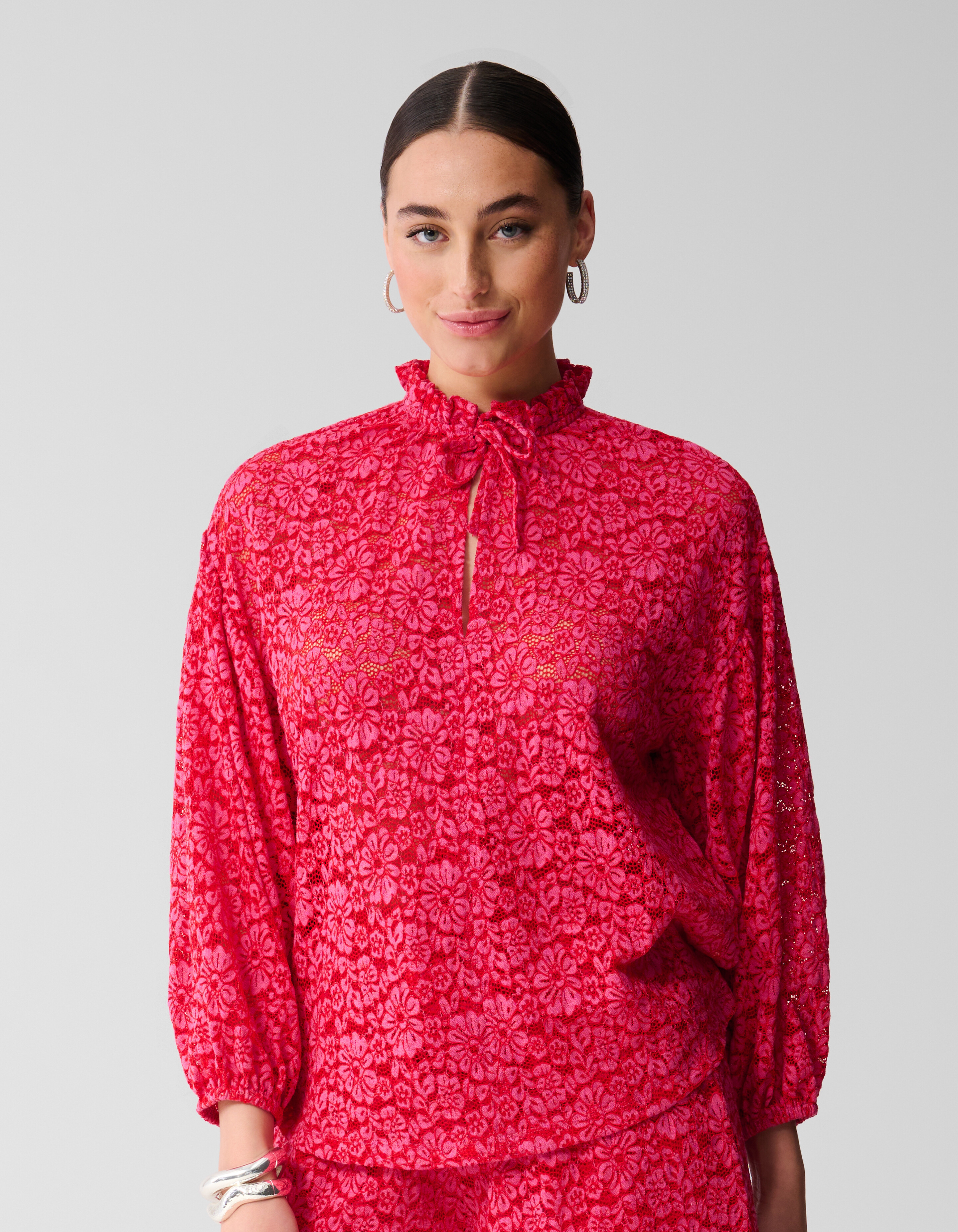 Kanten Ruffle Blouse Roze SHOEBY WOMEN