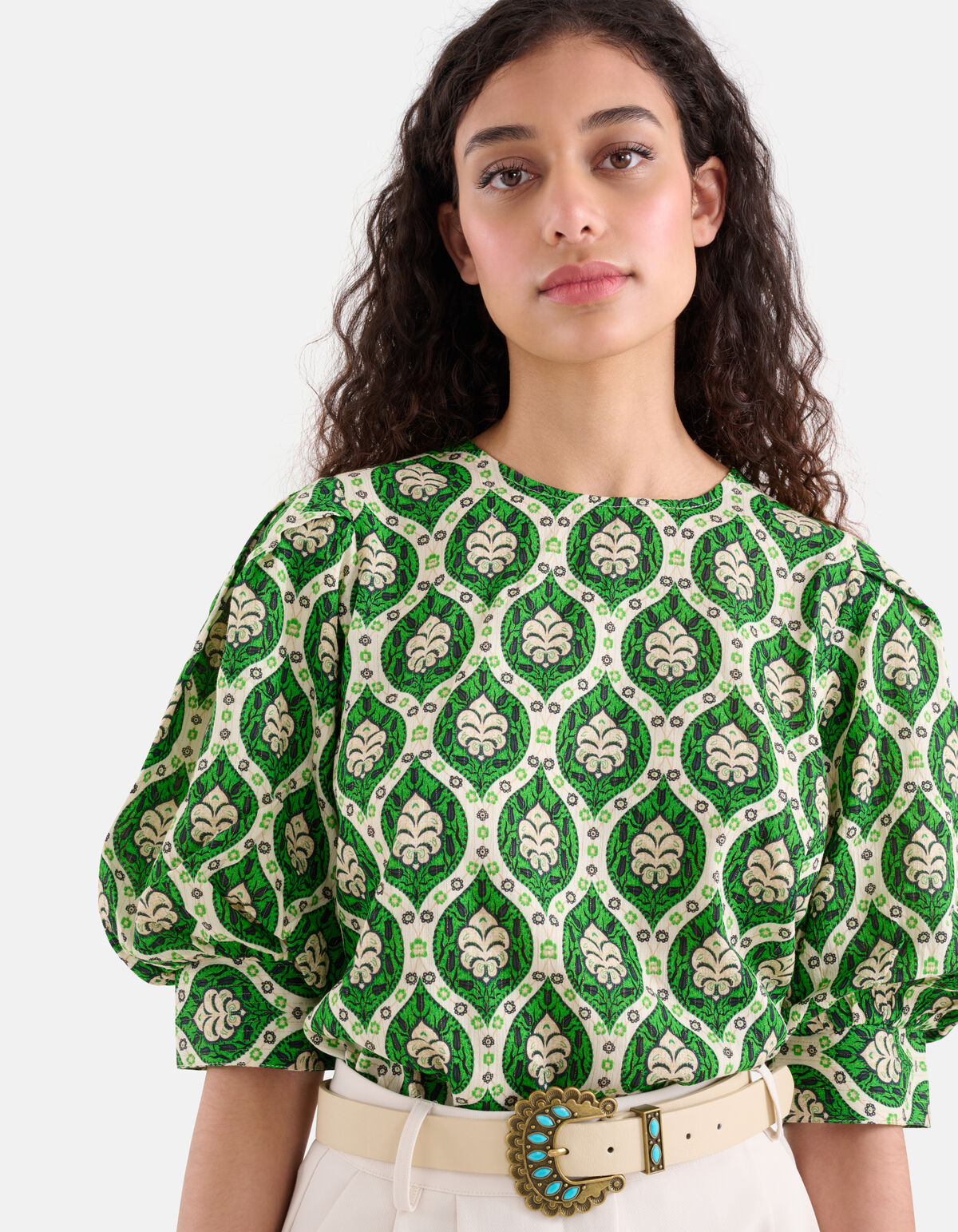 Grafische Lurex Top Groen SHOEBY WOMEN