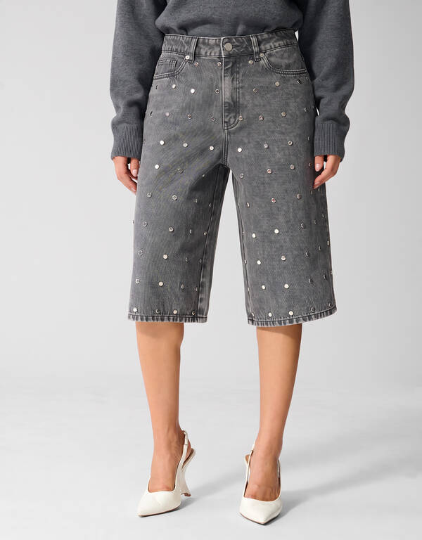 Studded Denim Jort Grijs SHOEBY WOMEN